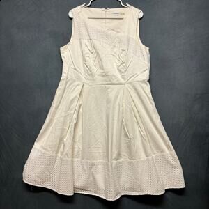 Calvin Klein Size 16 Midi Dress Eyelet Lace Cottage Country Feminine Dollette